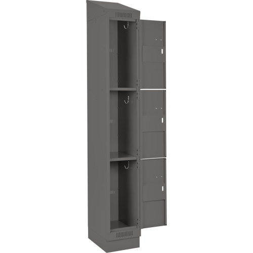 Clean Line Lockers, 3 -tier, Bank of 4, 48" x 18" x 82", Steel, Charcoal, Rivet (Assembled) Groupe Belzile Dickner