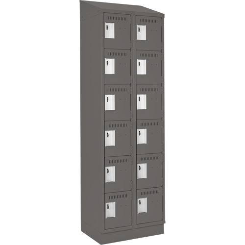 Clean Line Lockerette, 6 -tier, Bank of 2, 24" x 18" x 82", Steel, Charcoal, Rivet (Assembled) Groupe Belzile Dickner