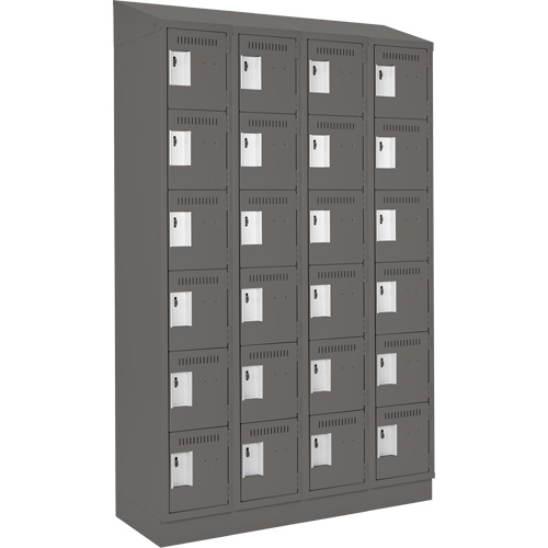 Clean Line Lockerette, 6 -tier, Bank of 4, 48" x 18" x 82", Steel, Charcoal, Rivet (Assembled) Groupe Belzile Dickner