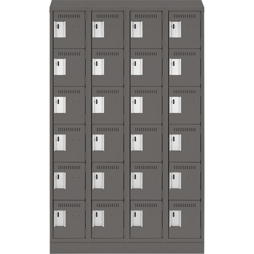Clean Line Lockerette, 6 -tier, Bank of 4, 48" x 18" x 82", Steel, Charcoal, Rivet (Assembled) Groupe Belzile Dickner