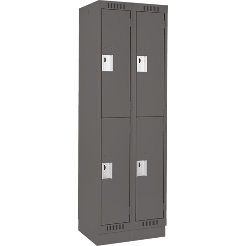 Clean Line Lockers, 2 -tier, Bank of 2, 24" x 18" x 76", Steel, Charcoal, Rivet (Assembled) Groupe Belzile Dickner