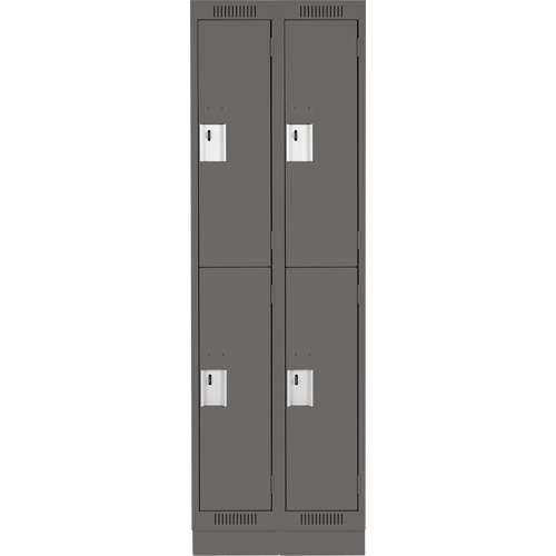 Clean Line Lockers, 2 -tier, Bank of 2, 24" x 18" x 76", Steel, Charcoal, Rivet (Assembled) Groupe Belzile Dickner