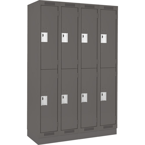 Casiers Clean Line, 2 niveaux, Bloc de 4, 48" x 18" x 76", Acier, Charbon, Rivet (assembl&eacute;) Groupe Belzile Dickner