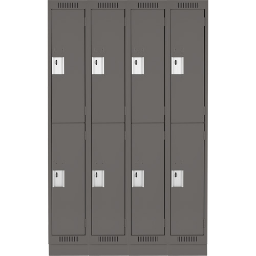 Casiers Clean Line, 2 niveaux, Bloc de 4, 48" x 18" x 76", Acier, Charbon, Rivet (assembl&eacute;) Groupe Belzile Dickner
