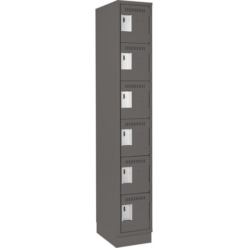 Clean Line Lockerette, 6 -tier, 12" x 18" x 76", Steel, Charcoal, Rivet (Assembled) Groupe Belzile Dickner