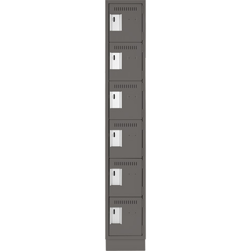 Clean Line Lockerette, 6 -tier, 12" x 18" x 76", Steel, Charcoal, Rivet (Assembled) Groupe Belzile Dickner