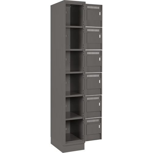 Clean Line Lockerette, 6 -tier, Bank of 4, 48" x 18" x 76", Steel, Charcoal, Rivet (Assembled) Groupe Belzile Dickner