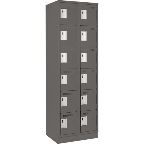 Clean Line Lockerette, 6 -tier, Bank of 2, 24" x 18" x 76", Steel, Charcoal, Rivet (Assembled) Groupe Belzile Dickner