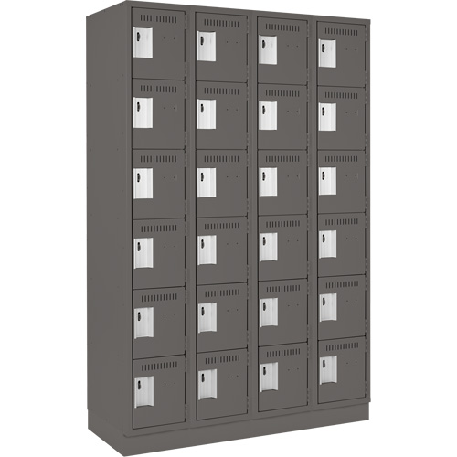 Clean Line Lockerette, 6 -tier, Bank of 4, 48" x 18" x 76", Steel, Charcoal, Rivet (Assembled) Groupe Belzile Dickner