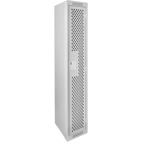 Clean Line Lockers, 12" x 12" x 72", Steel, Grey, Rivet (Assembled), Perforated Groupe Belzile Dickner