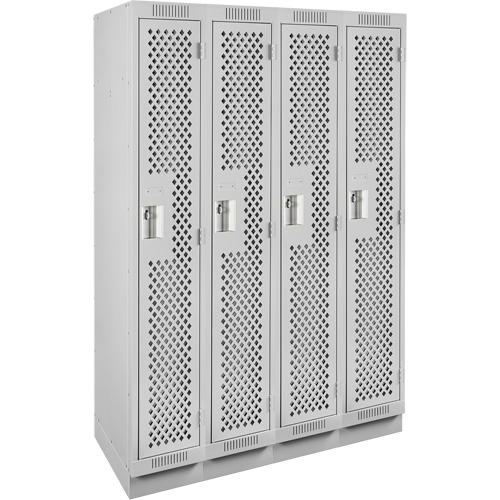 Casiers Clean Line, Bloc de 4, 48" x 15" x 76", Acier, Gris, Rivet (assembl&eacute;), Perfor&eacute; Groupe Belzile Dickner