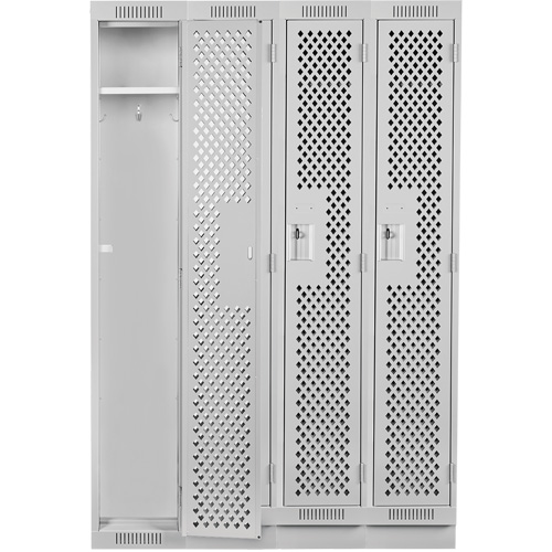Casiers Clean Line, Bloc de 4, 48" x 15" x 76", Acier, Gris, Rivet (assembl&eacute;), Perfor&eacute; Groupe Belzile Dickner