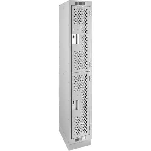 Casiers Clean Line, 2 niveaux, 12" x 18" x 76", Acier, Gris, Rivet (assembl&eacute;), Perfor&eacute; Groupe Belzile Dickner