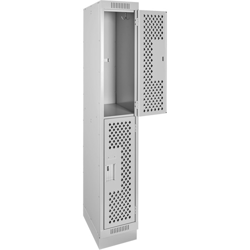 Casiers Clean Line, 2 niveaux, 12" x 18" x 76", Acier, Gris, Rivet (assembl&eacute;), Perfor&eacute; Groupe Belzile Dickner