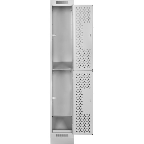 Casiers Clean Line, 2 niveaux, 12" x 18" x 76", Acier, Gris, Rivet (assembl&eacute;), Perfor&eacute; Groupe Belzile Dickner