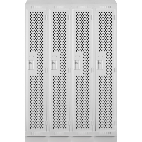 Clean Line Lockers, Bank of 4, 48" x 18" x 82", Steel, Grey, Rivet (Assembled), Perforated Groupe Belzile Dickner