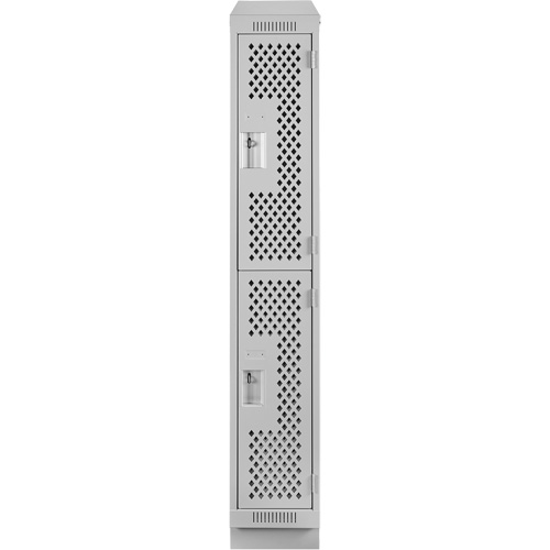 Clean Line Lockers, 2 -tier, 12" x 15" x 82", Steel, Grey, Rivet (Assembled), Perforated Groupe Belzile Dickner