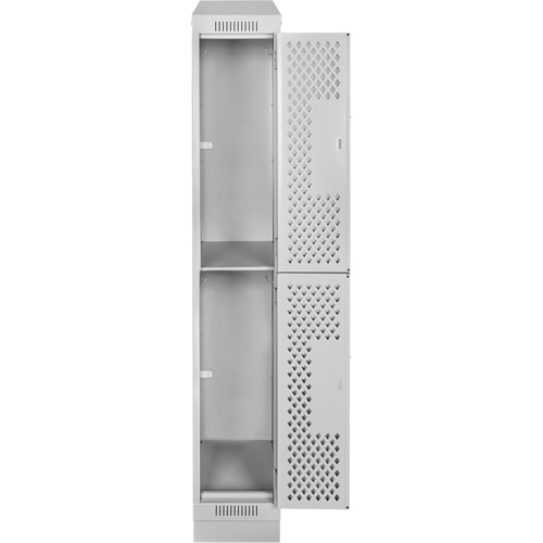 Clean Line Lockers, 2 -tier, 12" x 15" x 82", Steel, Grey, Rivet (Assembled), Perforated Groupe Belzile Dickner