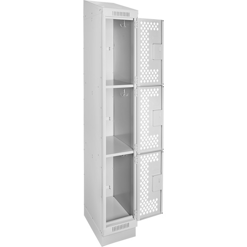 Casiers Clean Line, 3 niveaux, 12" x 12" x 82", Acier, Gris, Rivet (assembl&eacute;), Perfor&eacute; Groupe Belzile Dickner