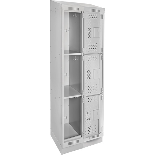 Clean Line Lockers, 3 -tier, Bank of 2, 24" x 15" x 82", Steel, Grey, Rivet (Assembled), Perforated Groupe Belzile Dickner
