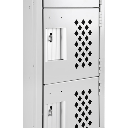 Assembled Clean Line Perforated Economy Lockers, 6 -tier, Bank of 4, 18" x 72" x 12", Steel Groupe Belzile Dickner