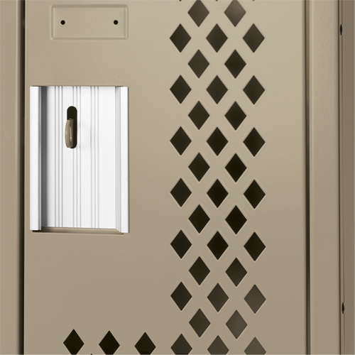 Clean Line Lockers, 2 -tier, Bank of 3, 36" x 15" x 82", Steel, Beige, Rivet (Assembled), Perforated Groupe Belzile Dickner