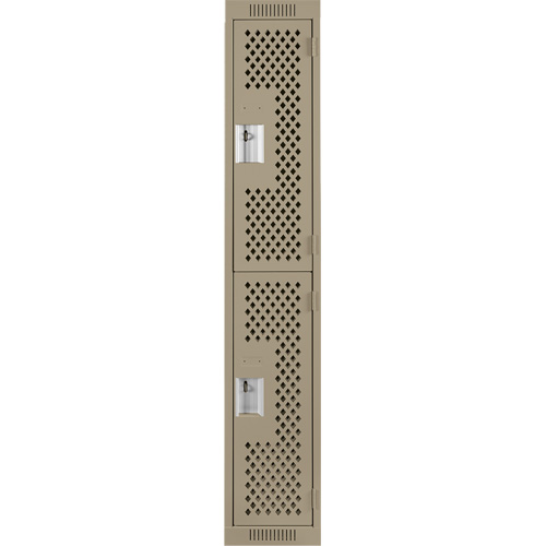 Casiers Clean Line, 2 niveaux, 12" x 12" x 72", Acier, Beige, Rivet (assembl&eacute;), Perfor&eacute; Groupe Belzile Dickner