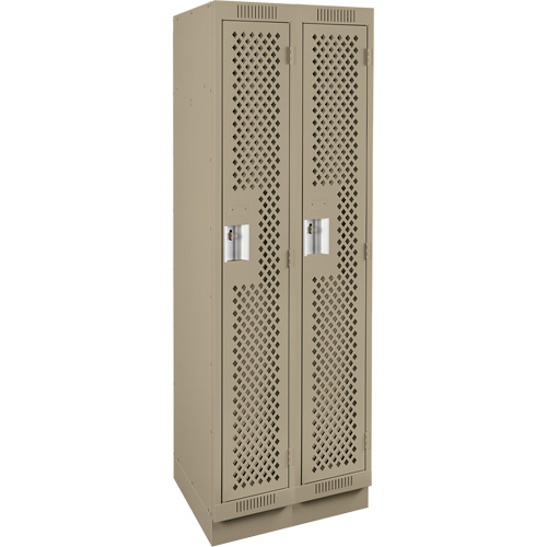 Clean Line Lockers, Bank of 2, 24" x 15" x 76", Steel, Beige, Rivet (Assembled), Perforated Groupe Belzile Dickner