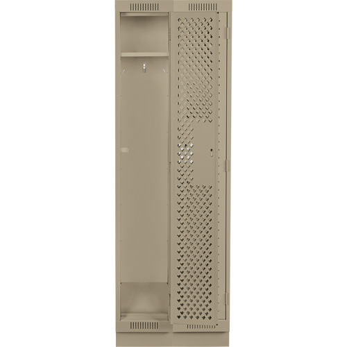 Clean Line Lockers, Bank of 2, 24" x 15" x 76", Steel, Beige, Rivet (Assembled), Perforated Groupe Belzile Dickner