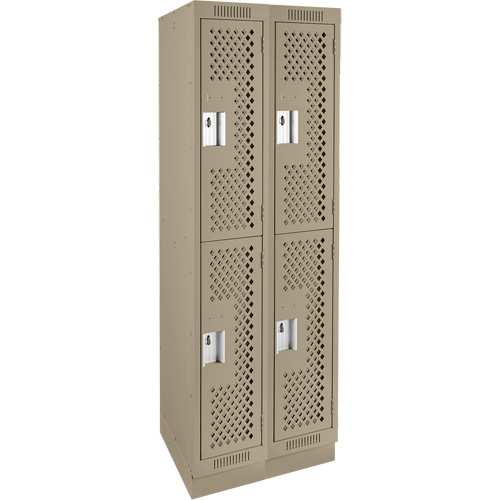 Casiers Clean Line, 2 niveaux, Bloc de 2, 24" x 18" x 76", Acier, Beige, Rivet (assembl&eacute;), Perfor&eacute; Groupe Belzile Dickner