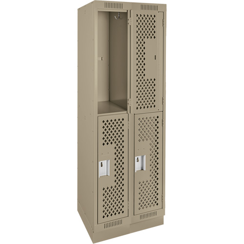 Casiers Clean Line, 2 niveaux, Bloc de 2, 24" x 18" x 76", Acier, Beige, Rivet (assembl&eacute;), Perfor&eacute; Groupe Belzile Dickner