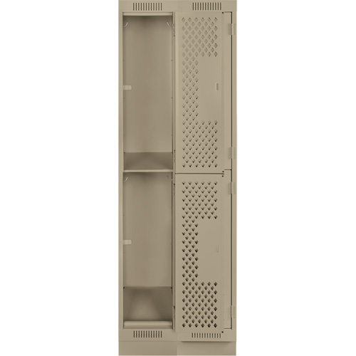 Casiers Clean Line, 2 niveaux, Bloc de 2, 24" x 18" x 76", Acier, Beige, Rivet (assembl&eacute;), Perfor&eacute; Groupe Belzile Dickner