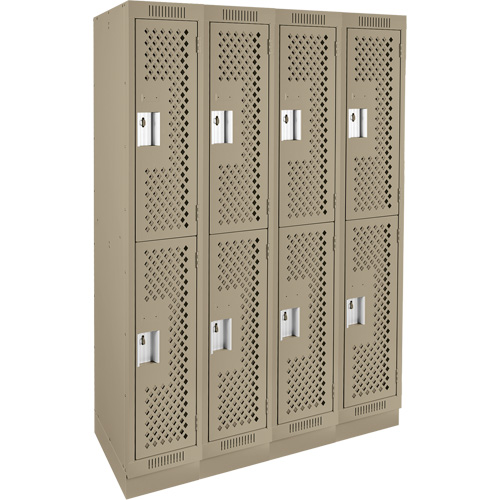 Clean Line Lockers, 2 -tier, Bank of 4, 48" x 18" x 76", Steel, Beige, Rivet (Assembled), Perforated Groupe Belzile Dickner