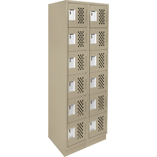 Assembled Lockerettes Clean Line Perforated Economy Lockers, 6 -tier, Bank of 2, 18" x 72" x 12", Steel Groupe Belzile Dickner