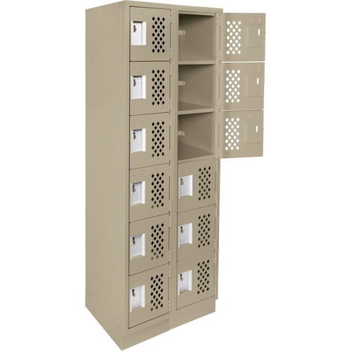 Assembled Lockerettes Clean Line Perforated Economy Lockers, 6 -tier, Bank of 2, 18" x 72" x 12", Steel Groupe Belzile Dickner