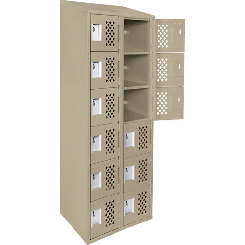 Assembled Lockerettes Clean Line Perforated Economy Lockers, 6 -tier, Bank of 2, 18" x 72" x 12", Steel Groupe Belzile Dickner