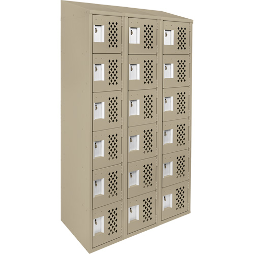 Assembled Lockerettes Clean Line Perforated Economy Lockers, 6 -tier, Bank of 3, 18" x 72" x 12", Steel Groupe Belzile Dickner