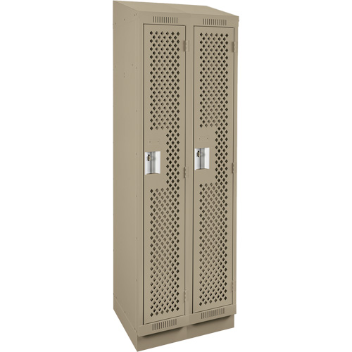 Clean Line Lockers, Bank of 2, 24" x 18" x 82", Steel, Beige, Rivet (Assembled), Perforated Groupe Belzile Dickner