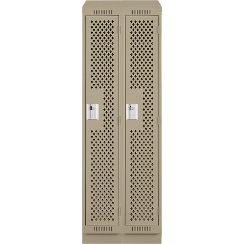 Clean Line Lockers, Bank of 2, 24" x 18" x 82", Steel, Beige, Rivet (Assembled), Perforated Groupe Belzile Dickner