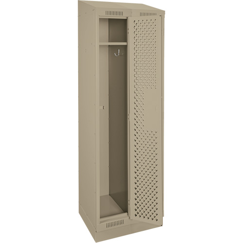 Clean Line Lockers, Bank of 2, 24" x 18" x 82", Steel, Beige, Rivet (Assembled), Perforated Groupe Belzile Dickner