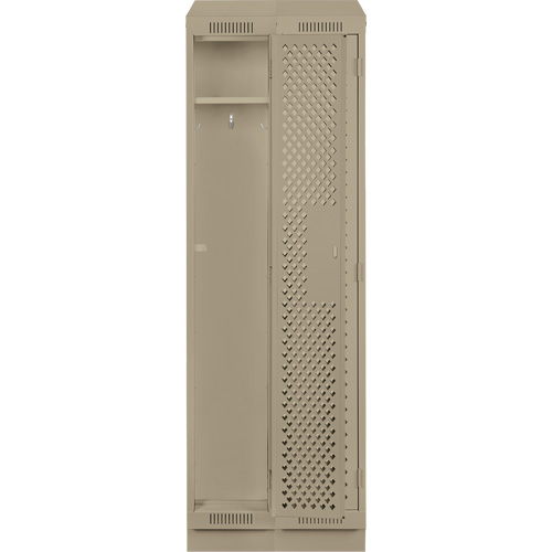 Clean Line Lockers, Bank of 2, 24" x 18" x 82", Steel, Beige, Rivet (Assembled), Perforated Groupe Belzile Dickner