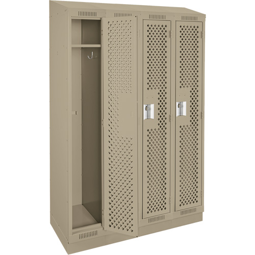 Clean Line Lockers, Bank of 4, 48" x 18" x 82", Steel, Beige, Rivet (Assembled), Perforated Groupe Belzile Dickner