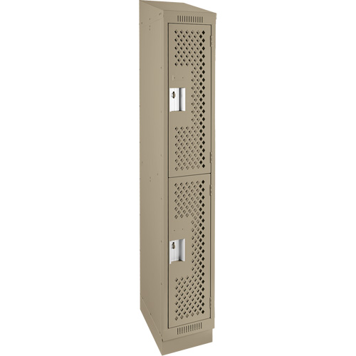 Clean Line Lockers, 2 -tier, 12" x 15" x 82", Steel, Beige, Rivet (Assembled), Perforated Groupe Belzile Dickner