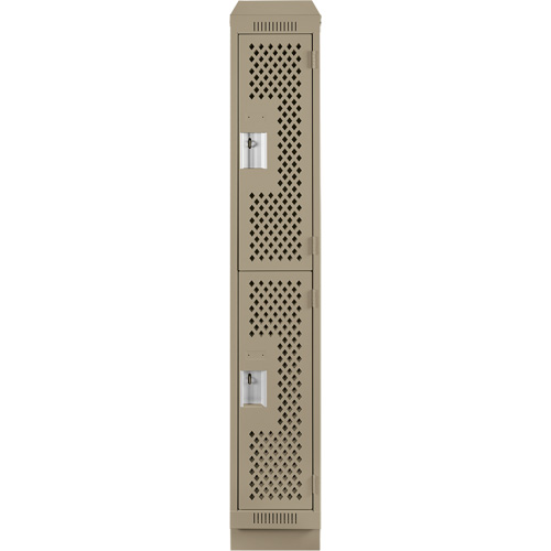 Clean Line Lockers, 2 -tier, 12" x 15" x 82", Steel, Beige, Rivet (Assembled), Perforated Groupe Belzile Dickner