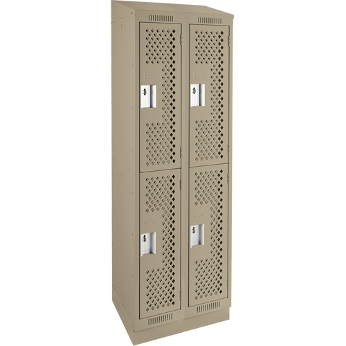 Clean Line Lockers, 2 -tier, Bank of 2, 24" x 12" x 82", Steel, Beige, Rivet (Assembled), Perforated Groupe Belzile Dickner