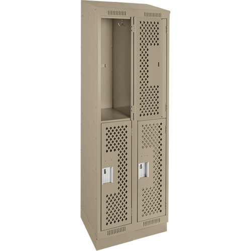 Clean Line Lockers, 2 -tier, Bank of 2, 24" x 12" x 82", Steel, Beige, Rivet (Assembled), Perforated Groupe Belzile Dickner