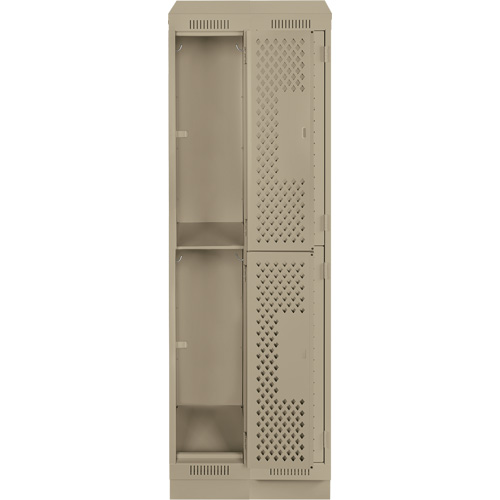 Clean Line Lockers, 2 -tier, Bank of 2, 24" x 12" x 82", Steel, Beige, Rivet (Assembled), Perforated Groupe Belzile Dickner