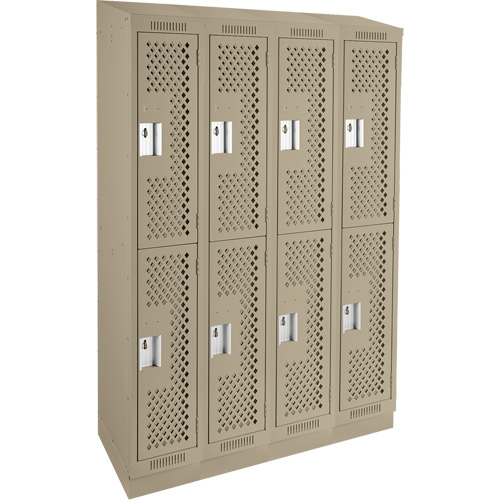 Clean Line Lockers, 2 -tier, Bank of 4, 48" x 15" x 82", Steel, Beige, Rivet (Assembled), Perforated Groupe Belzile Dickner