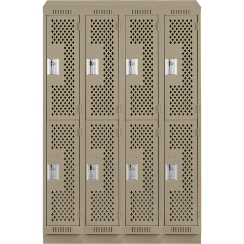 Clean Line Lockers, 2 -tier, Bank of 4, 48" x 15" x 82", Steel, Beige, Rivet (Assembled), Perforated Groupe Belzile Dickner