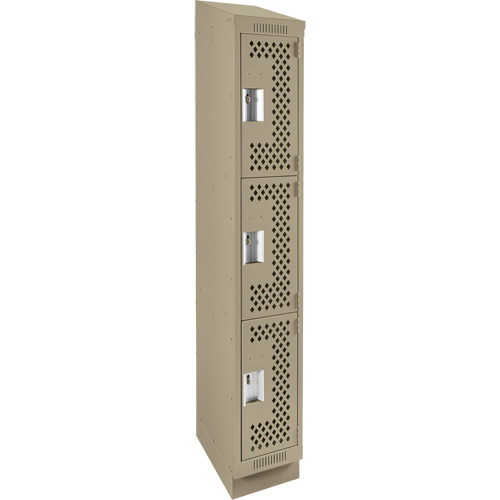Casiers Clean Line, 3 niveaux, 12" x 15" x 82", Acier, Beige, Rivet (assembl&eacute;), Perfor&eacute; Groupe Belzile Dickner
